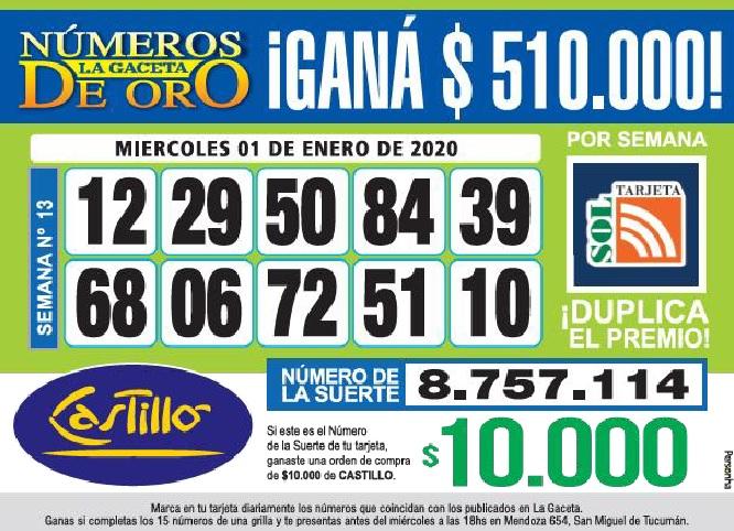 Los Números de Oro de LA GACETA del martes y miércoles
