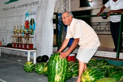 Una súper sandía de casi 45 kilos ganó en la Fiesta de la Sandía en Corrientes