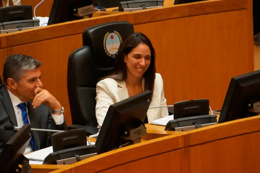 EN LA BANCA. La legisladora Alperovich, junto a su par Julio Silman.