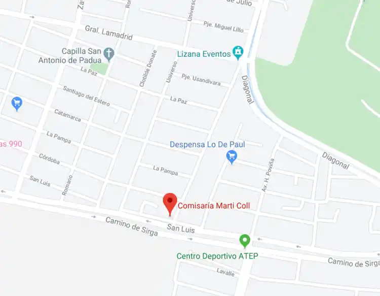 La ubicación de la comisaría del barrio Marti Coll.