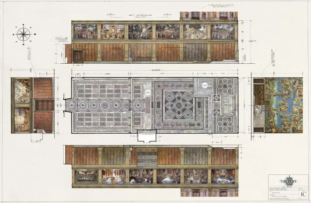 Plano de la Capilla Sixtina de la película (Netflix) 