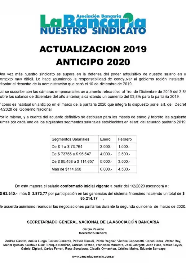 La Bancaria logró un aumento de hasta $ 10.500 y superó la suma fija del Gobierno
