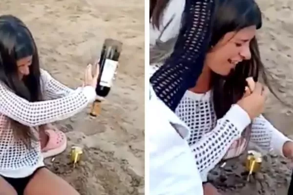 Una tucumana la rompe en las redes por destapar un vino con una particular manera