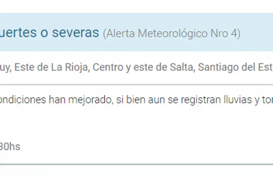 Cesó la alerta meteorológica en Tucumán