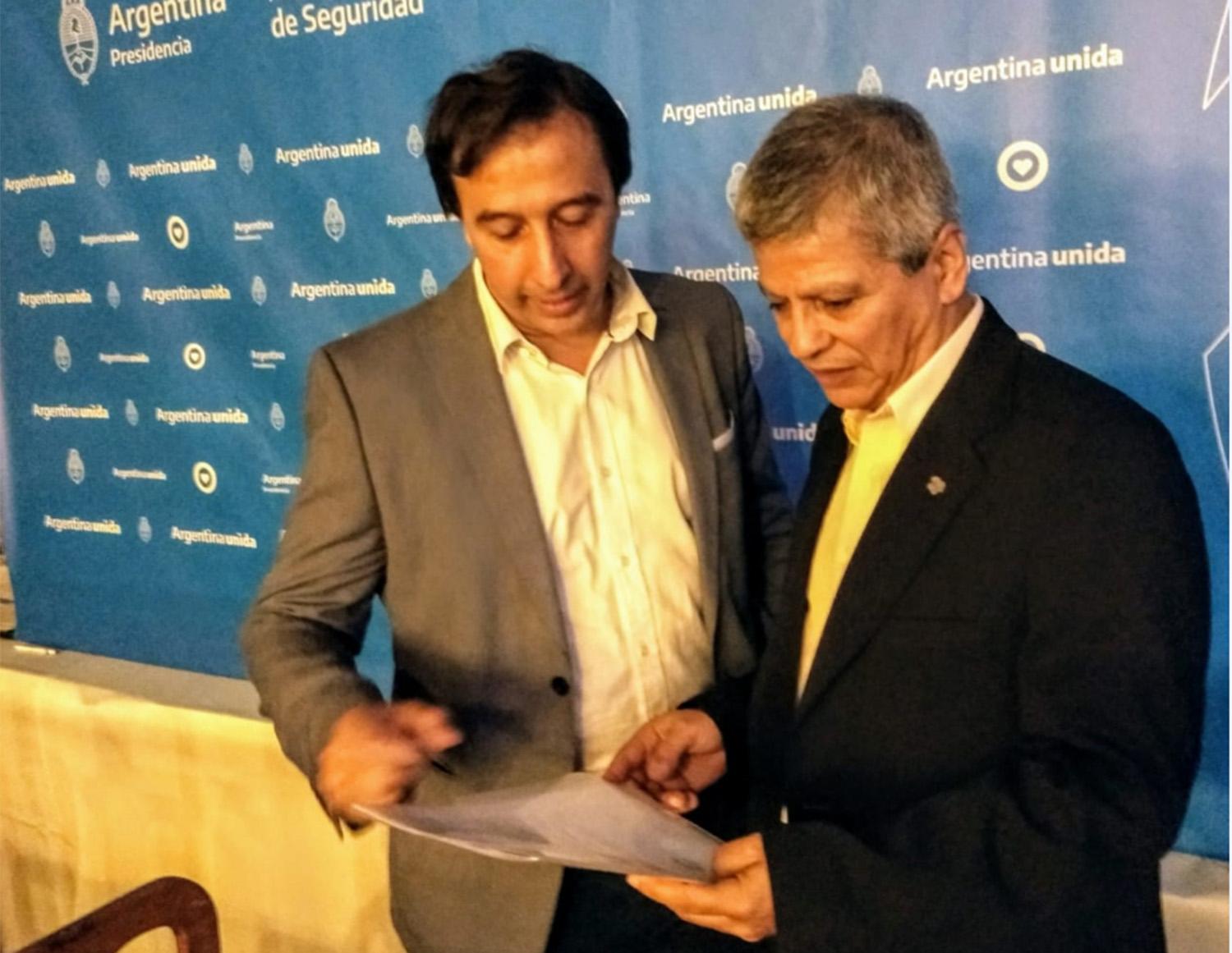 Leandro Nazarre, secretario general de Sutcapra, y Rodolfo Di Pinto, presidente de Fedra.