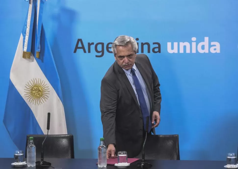 DECRETO. El presidente Alberto Fernández antes de la conferencia de prensa en la que anunció la nueva fórmula para el aumento de las jubilaciones. telam 