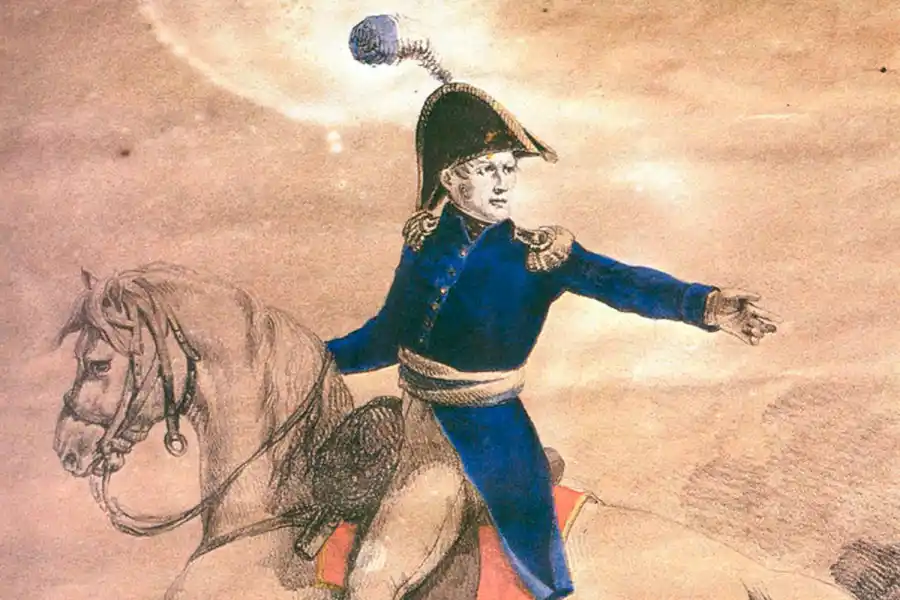 MANUEL BELGRANO. Encabezó a caballo la arrolladora ofensiva del Ejército del Norte.