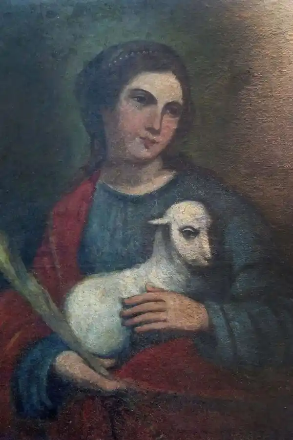  ANTES Y DESPUÉS. En un óleo del Alto Perú, después de la limpieza se descubrió que se trataba de Santa Inés Mártir y no San Juan.   