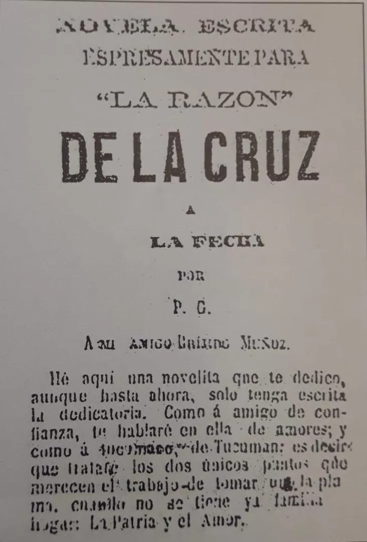 “DE LA CRUZ A LA FECHA”. Portada de la que alguien considera como primera novela de Paul Groussac, impresa en Tucumán en 1879 