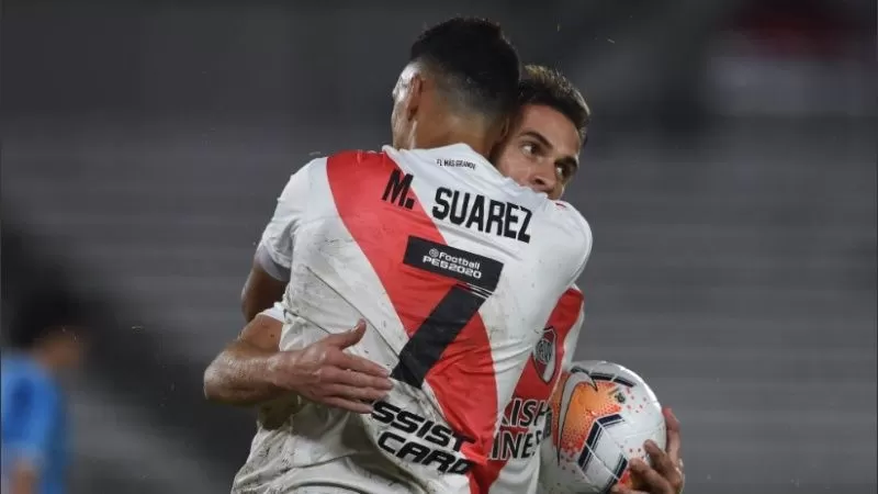 Borré y Suárez, dos de los goleadores de la noche en Núñez. Imagen gentileza FotoBaires
