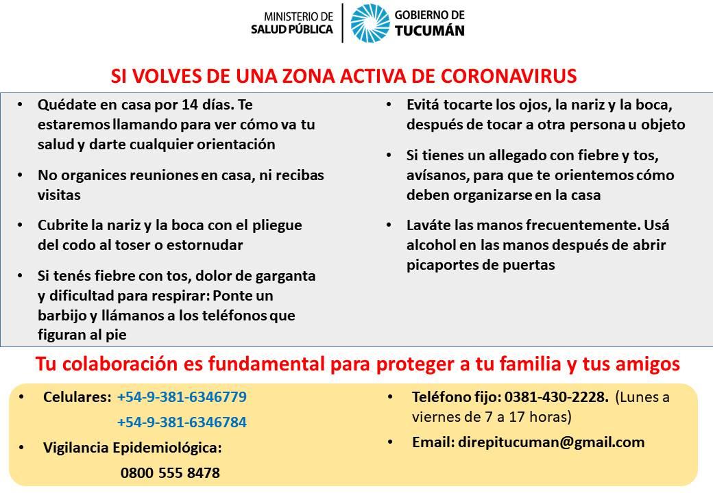 Coronavirus: en Tucumán hay 350 personas en cuarentena 
