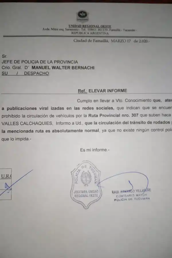 Buscan al autor de un mensaje que anunció que no se podría llegar a Tafí del Valle