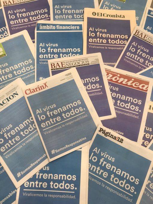 Los diarios de todo el país unieron sus tapas para lanzar la campaña de prevención #SomosResponsables