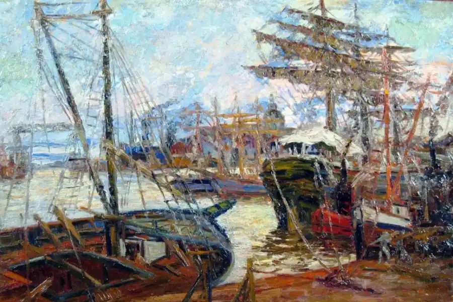 UNA PALETA FUERTE. Los colores dominan la creación del pintor, donde los barcos ocupan el primer lugar.