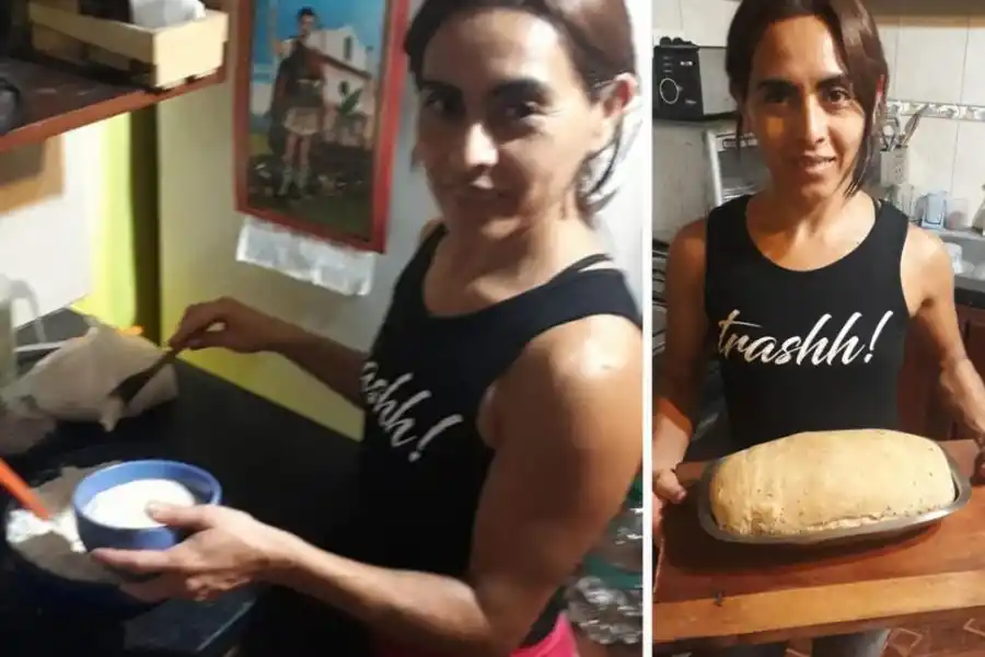 TAREAS EN EL HOGAR. María elabora su propio pan y atiende a los miembros de su familia, entre quienes están, por supuesto, sus mascotas. 