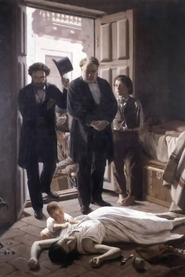 “UN EPISODIO DE LA FIEBRE AMARILLA EN BUENOS AIRES”. Blanes (1830-1901) pintó esta escena en 1871. 