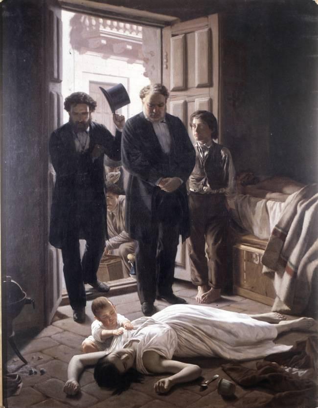 “UN EPISODIO DE LA FIEBRE AMARILLA EN BUENOS AIRES”. Blanes (1830-1901) pintó esta escena en 1871. 