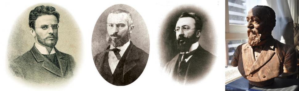 Médicos tucumanos que intervinieron en la epidemia. Desde la izquierda, Benjamín Aráoz, Víctor Bruland, Eliseo Cantón y León Soldati.