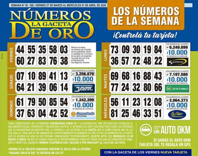 Mucha Suerte Esta Es La Grilla Completa De Los Numeros De Oro