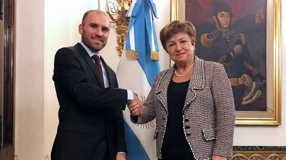 El ministro Martín Guzmán con la directora del FMI, Kristalina Georgieva.