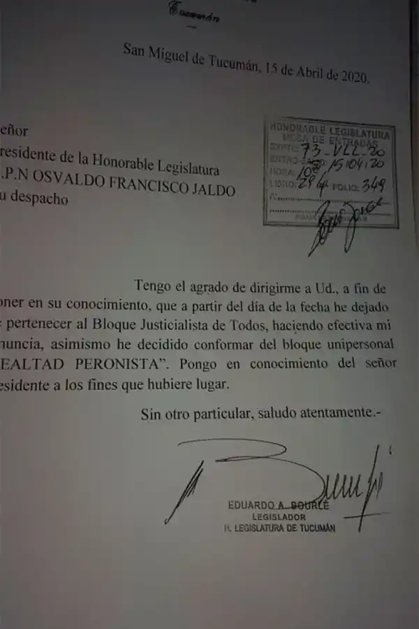 En medio de la interna entre Manzur y Jaldo, un legislador abandona el bloque oficialista
