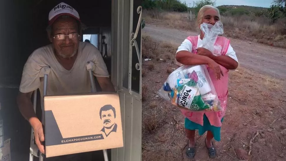 LOGO. La cara del “Chapo”, en las cajas para la población vulnerable.  