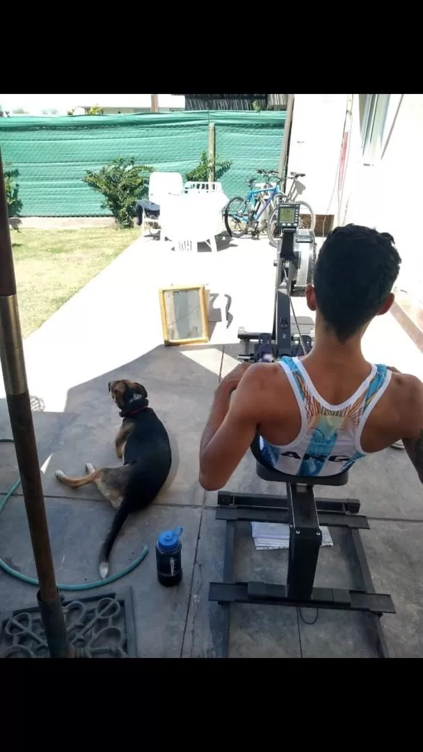 COMO EN EL AGUA. En el ergómetro, Herrera logra un entrenamiento completo.  