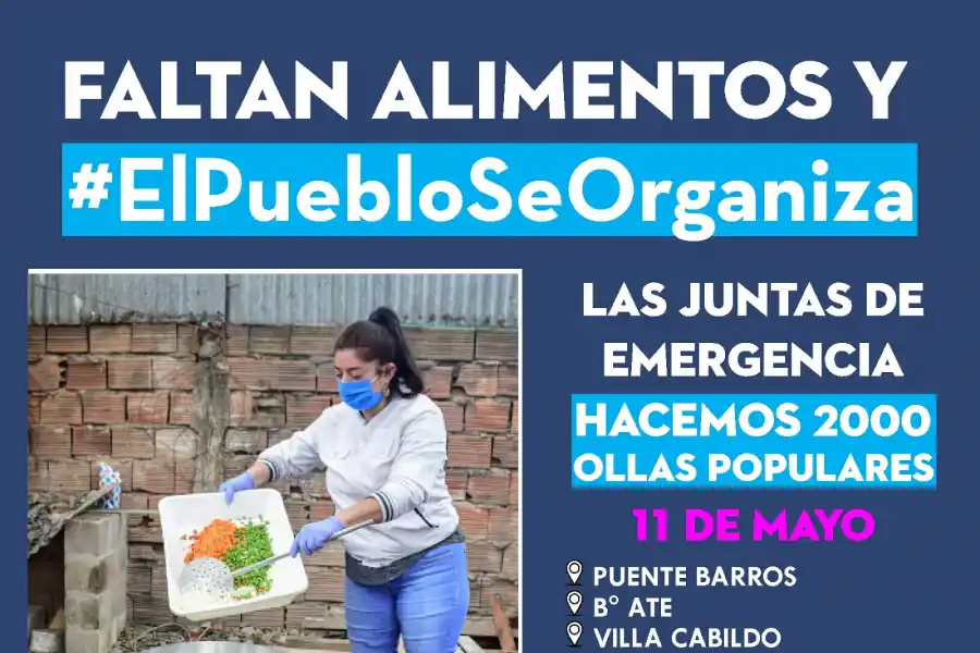 Barrios de Pie organizó ocho ollas populares en diferentes puntos de la provincia