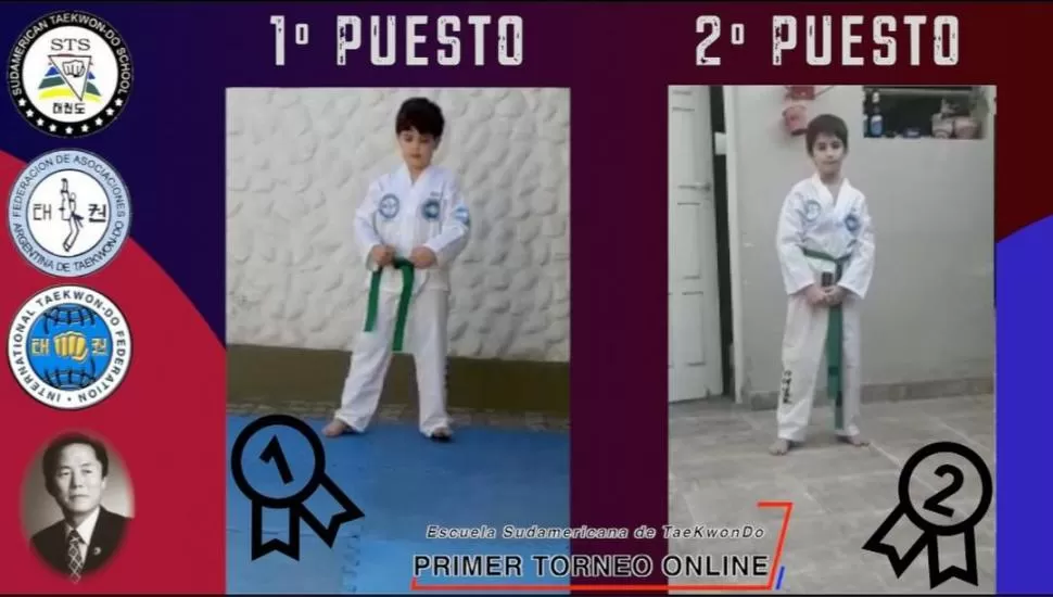 PRUEBA. Así será la premiación virtual; antes, se verá competir a los taekwondistas también con la pantalla dividida.  