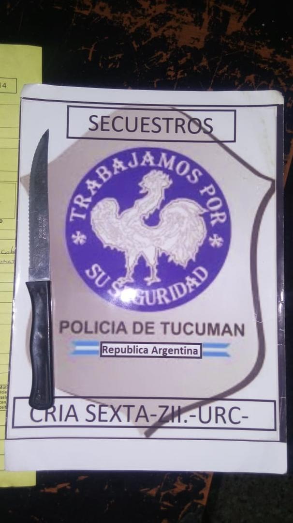 SECUESTRO. El detenido cargaba un cuchillo de uso doméstico. 