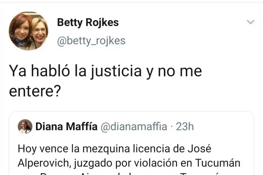 Betty Rojkés sale al cruce de una funcionaria que repudió a Alperovich