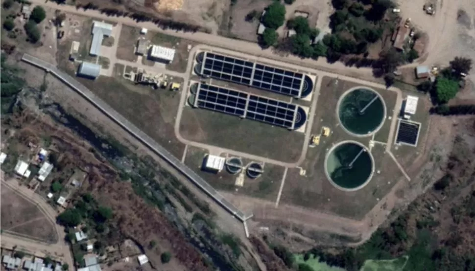 FIN DE LOS TRABAJOS. La imagen satelital muestra cómo quedó la planta de tratamiento en Las Talitas.  