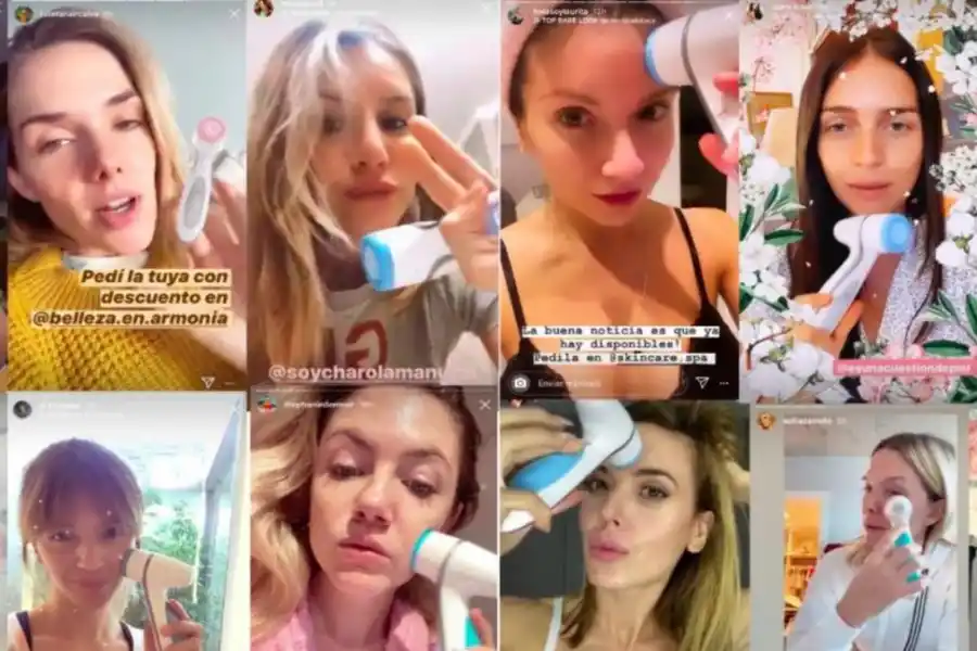 PUBLICACIONES. Muchas celebrities y modelos se mostraron en las redes sociales con la dermolimpiadora como parte de su rutina de belleza. Otras famosas, en cambio, repudiaron la movida.  