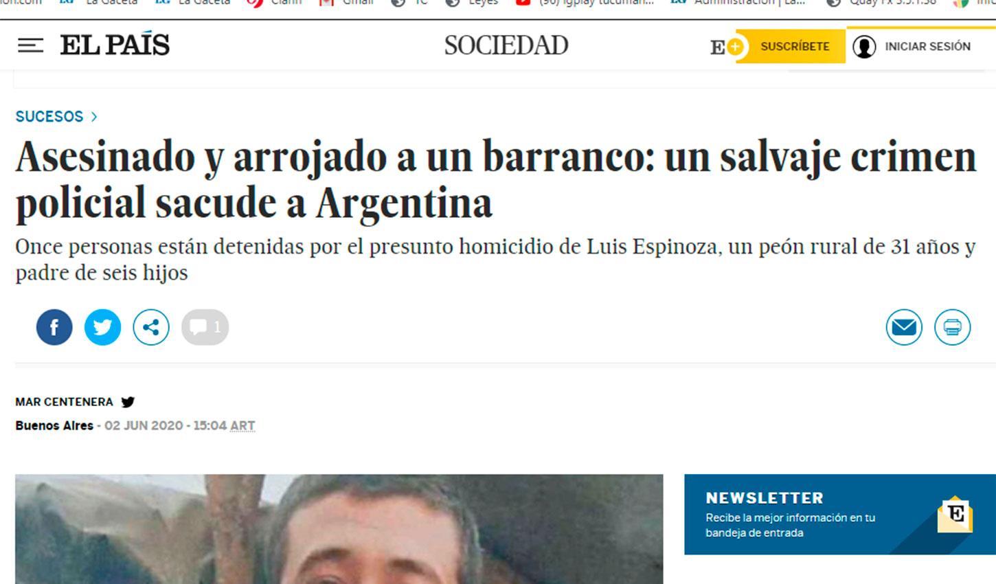 Un salvaje crimen policial: la muerte de Luis Espinoza llegó a los diarios españoles