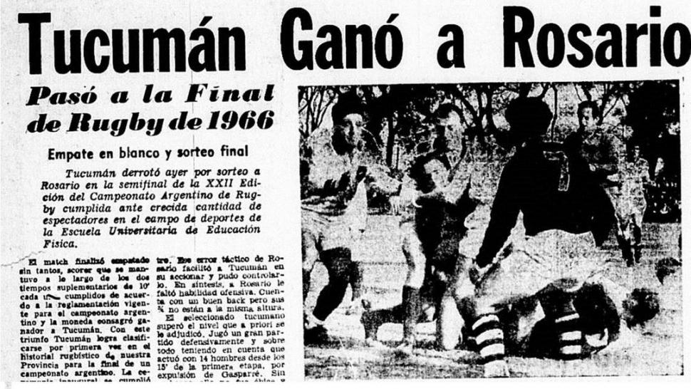 CRÓNICA. El triunfo tucumano encabezó la página deportiva de LA GACETA al día siguiente. El seleccionado había eliminado al campeón, y así alcanzó su primera final en un Argentino.