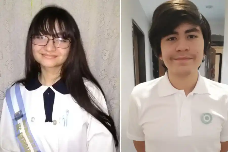 ALUMNOS. Sheila Rodríguez (16 años) y Evaristo Pereyra Cruz (13 años).