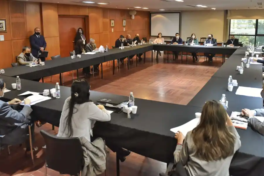 AMPLIA MESA. Legisladores y funcionarios judiciales y del PE debaten el proyecto. Foto: Prensa Legislatura