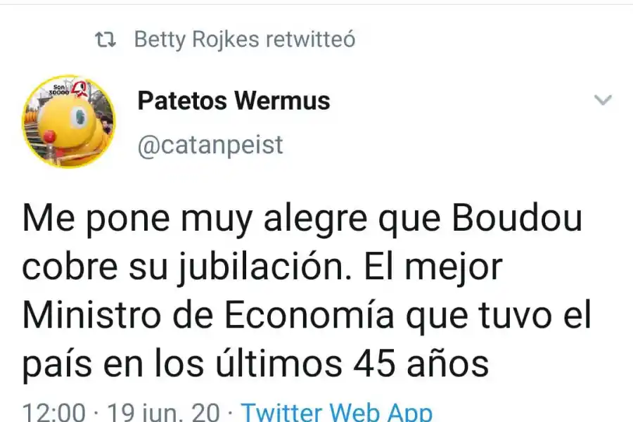 Los retuits de Betty Rojkés en apoyo a la pensión que cobrará Boudou