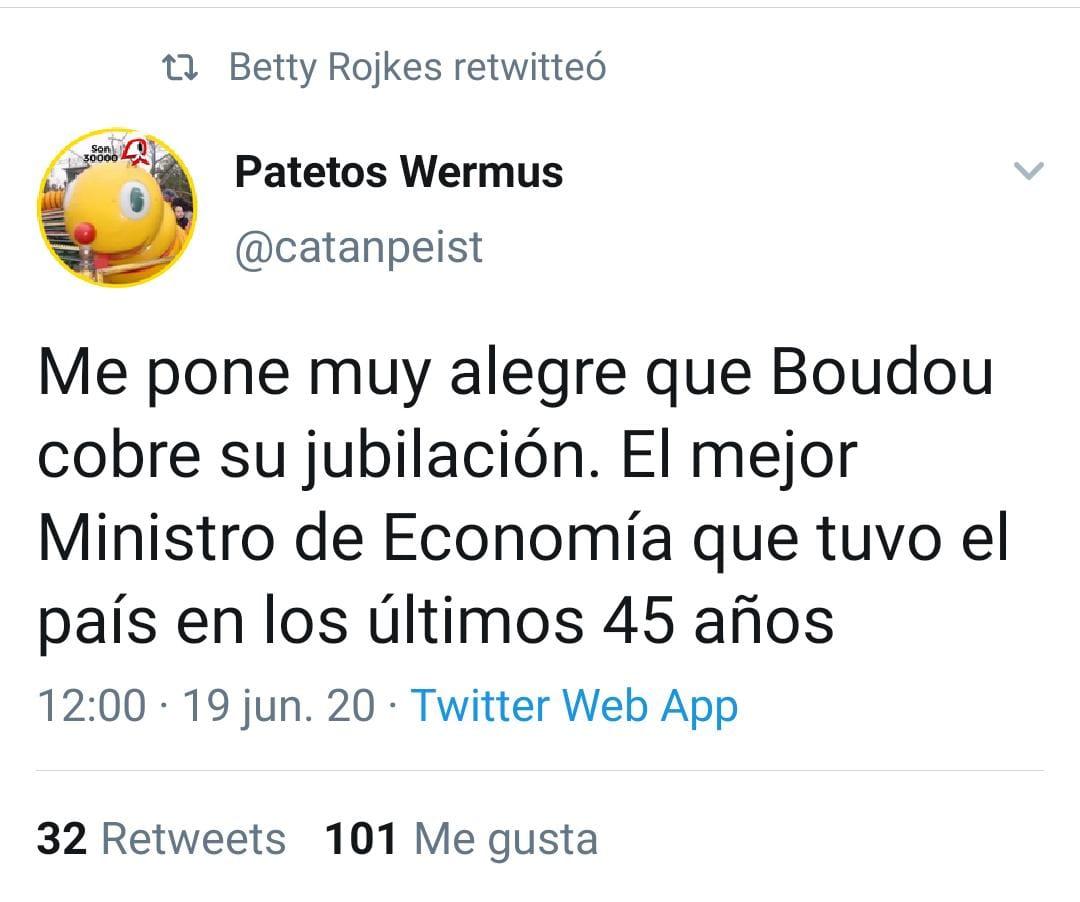 Los retuits de Betty Rojkés en apoyo a la pensión que cobrará Boudou