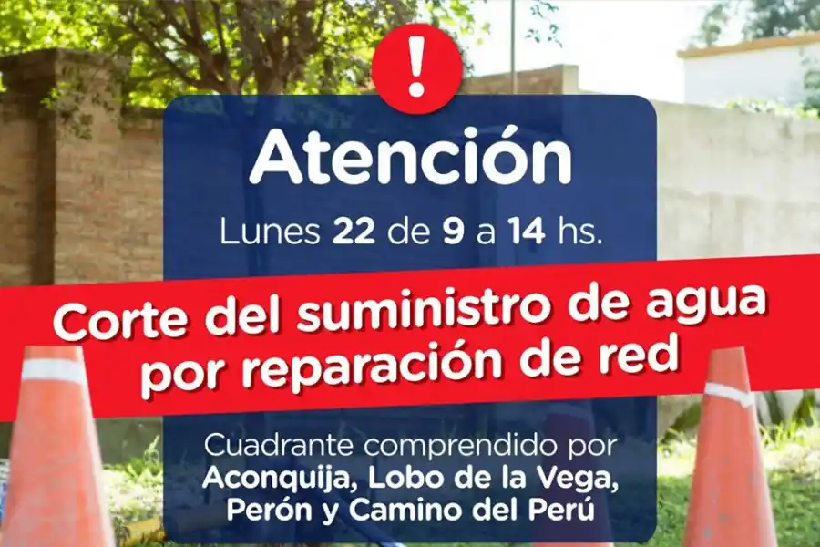 Varias zonas de Yerba Buena podrían quedarse sin agua por la reparación de una red