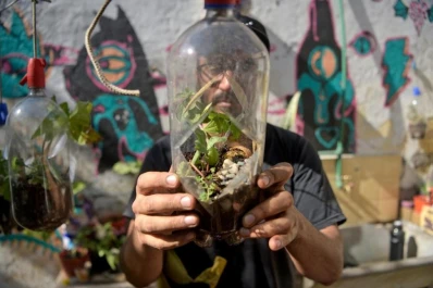 Antes de llegar a la basura las convierte en mini jardines