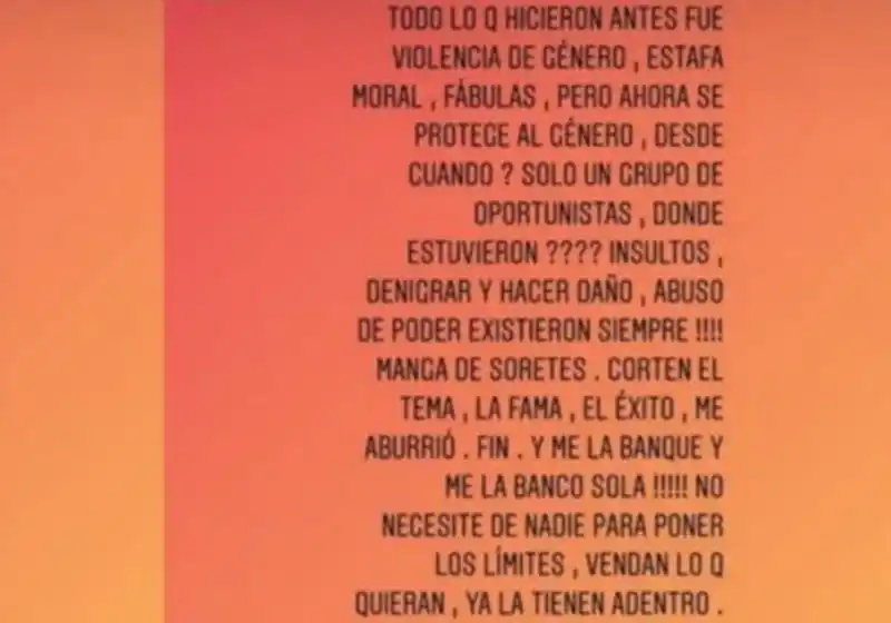 Soy inigualable, perdedores de cuarta, el descargo de Marianela Mirra en las redes