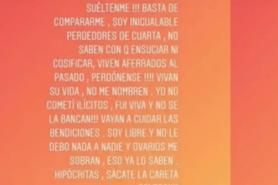 Soy inigualable, perdedores de cuarta, el descargo de Marianela Mirra en las redes