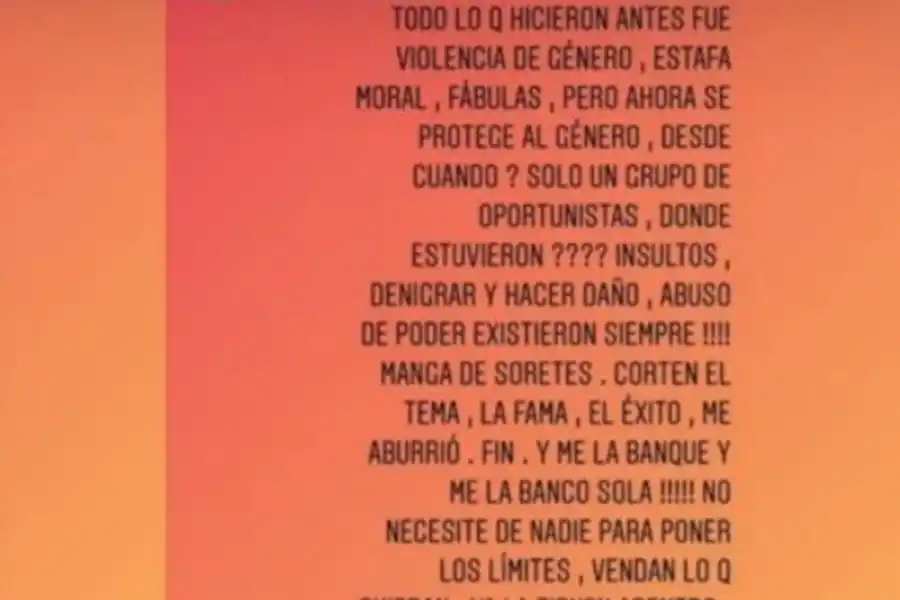 Soy inigualable, perdedores de cuarta, el descargo de Marianela Mirra en las redes