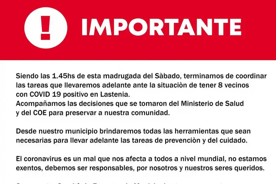 En Lastenia piden a los vecinos que denuncien los casos de violación al aislamiento