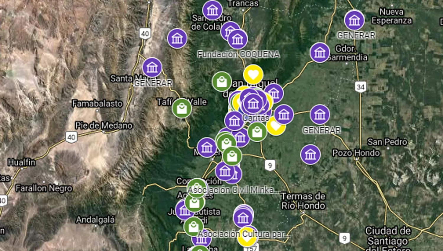 La cooperativa Generar realizó un mapa interactivo con la actividad de las ONGs