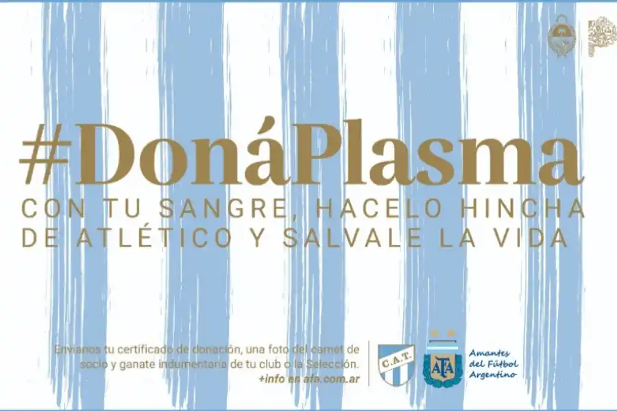 Atlético se sumó a la campaña de AFA por la donación de plasma para coronavirus