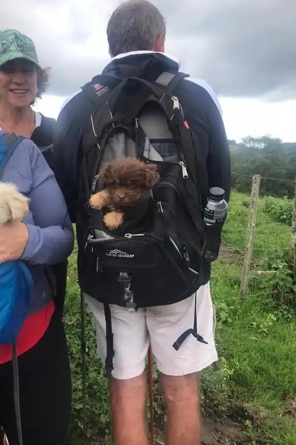 EN UN PASEO. Armando Pérez de Nucci carga a Melba.