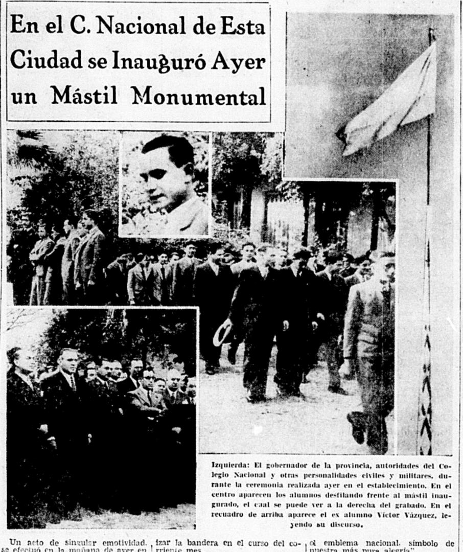 EN 1939. Las imágenes muestran distintos momentos del acto realizado en el patio central del colegio. Alumnos y autoridades. 