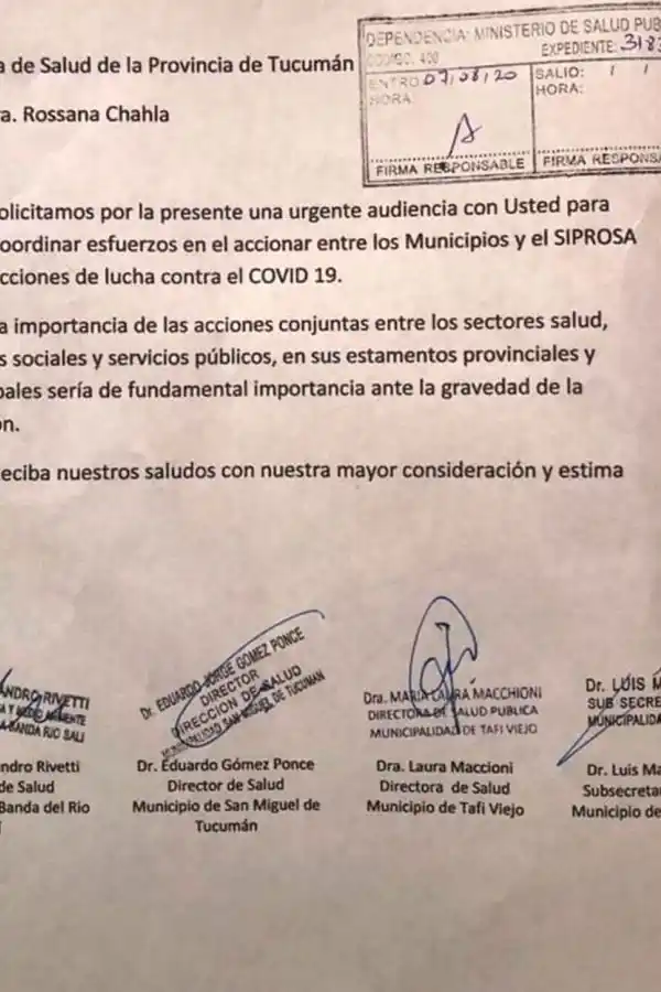 Coronavirus: cuatro municipios piden a Chahla una reunión urgente para aceitar el trabajo conjunto
